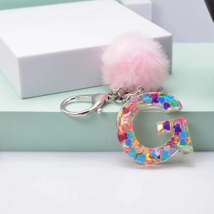 Jewelry WholesaleWholesale love sequin resin drip glue 26 English letter keychains MOQ≥2 JDC-KC-YiWa001 Keychains 伊娃 %variant_option1% %variant_option2% %variant_option3%  Factory Price JoyasDeChina Joyas De China