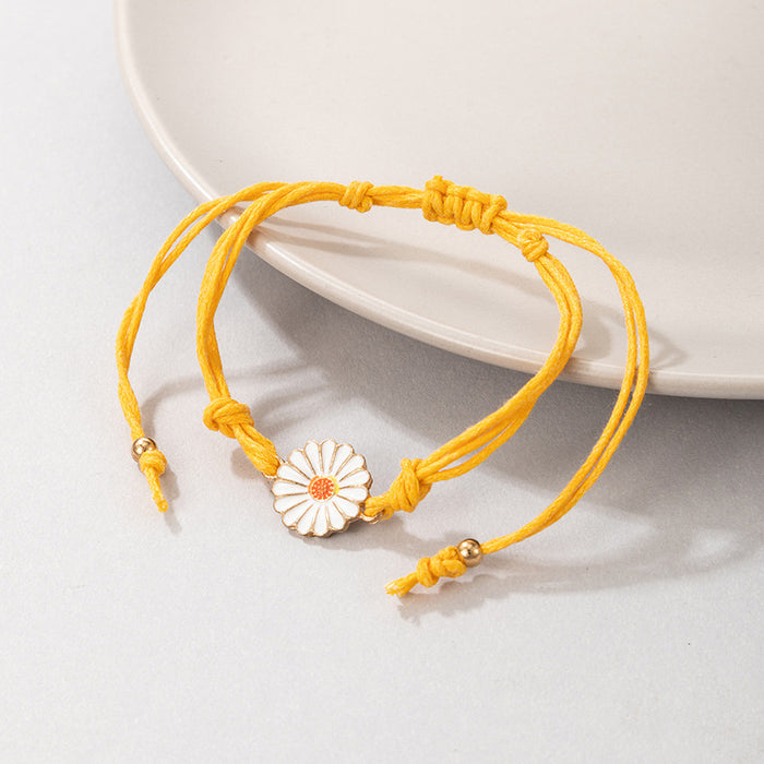 Jewelry WholesaleWholesale Yellow Braided Rope Small Daisy Flower Single Layer Anklet JDC-AS-C133 Anklet 陌茗 %variant_option1% %variant_option2% %variant_option3%  Factory Price JoyasDeChina Joyas De China