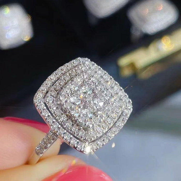 Jewelry WholesaleWholesale Flash Diamond Square Zircon Copper Ring Necklace Set MOQ≥2 JDC-RS-CaoS008 Rings 曹适 %variant_option1% %variant_option2% %variant_option3%  Factory Price JoyasDeChina Joyas De China