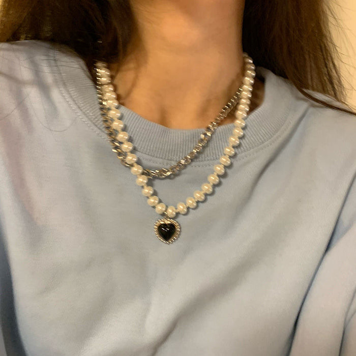 Jewelry WholesaleWholesale Alloy Pearl Love Necklace JDC-NE-F051 Necklaces 韩之尚 %variant_option1% %variant_option2% %variant_option3%  Factory Price JoyasDeChina Joyas De China