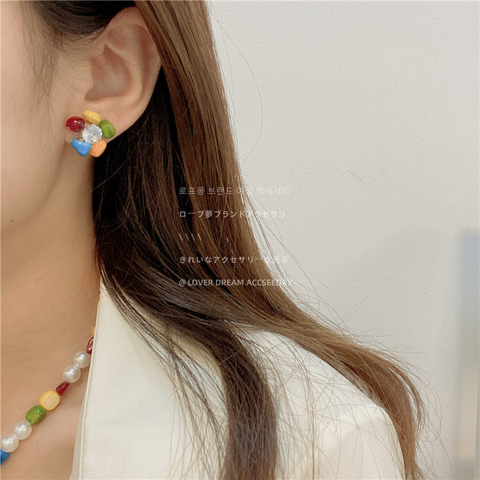 Wholesale Rainbow Color Beaded Highlight Imitation Pearl Jewelry Set JDC-ES-Lfm012