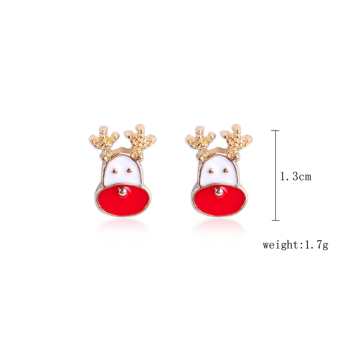 Wholesale Earrings Alloy Christmas Stud Earrings Set Diamond Snowflake Bells JDC-ES-ManY022