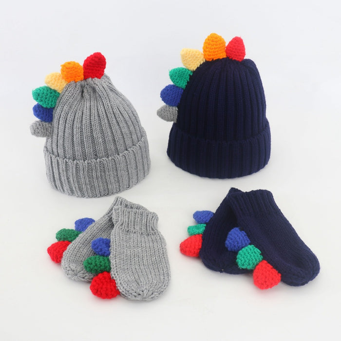 Wholesale Gloves Wool Children's Cartoon Dinosaur Knitted Hat 2 Piece Set MOQ≥2 JDC-GS-JunC003