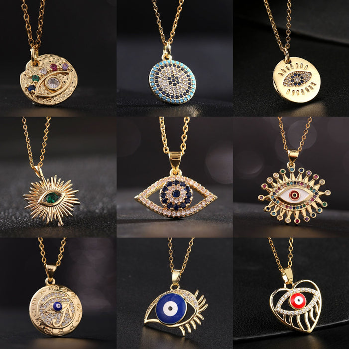 Wholesale Necklaces Copper Zircon Devil's Eye MOQ≥2 JDC-NE-ShangY021