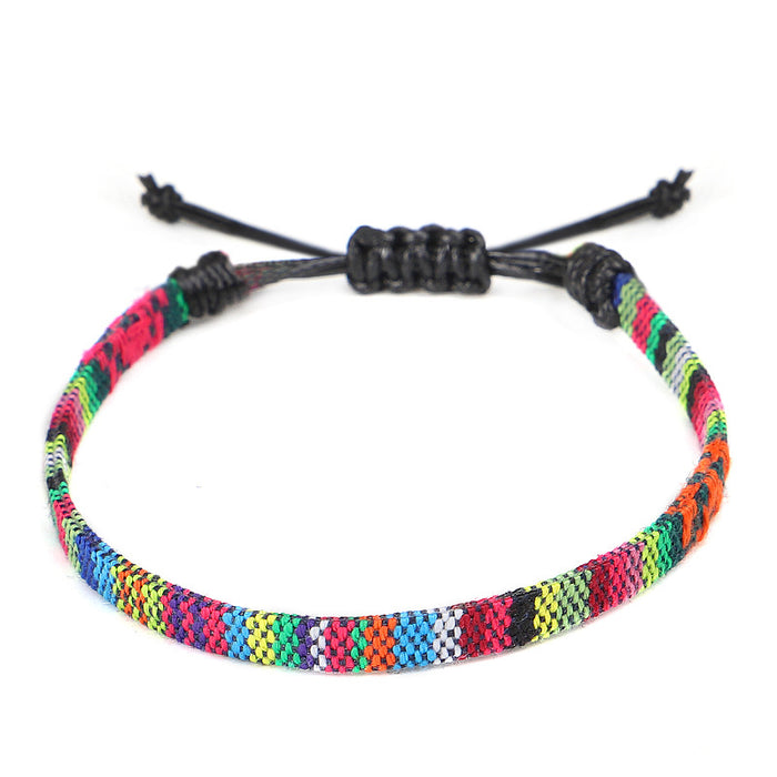 Wholesale Anklet Boho Anklet Hand Braided Rainbow Color Anklet LGBT MOQ≥3 JDC-AS-QiuX001