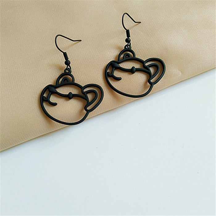 Wholesale Earrings Alloy Cute Creative Black Cartoon Bear JDC-ES-AiMei024