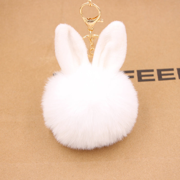 Wholesale Rabbit Ears Fur Ball Plush Keychain Hanging JDC-KC-ZuGe080