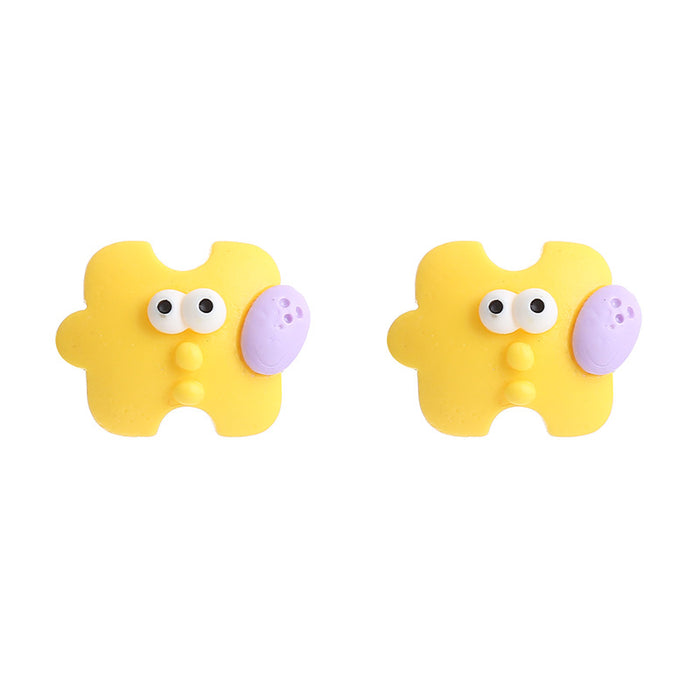 Wholesale Earrings Resin Cute Little Monster Puzzle JDC-ES-ChTeng010