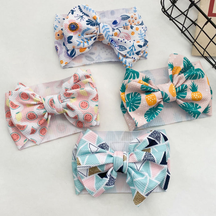 Wholesale Printed Big Bow Kids Hair Accessories Headband MOQ≥2 JDC-HD-KAXi001