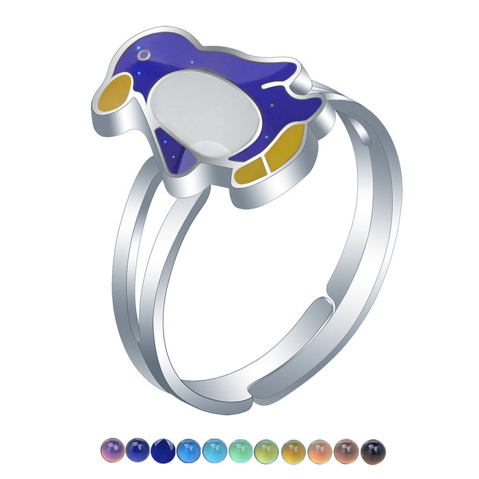 Wholesale Zinc Alloy Enamel Cartoon Turtle Animal Thermochromic Ring JDC-RS-LanA002