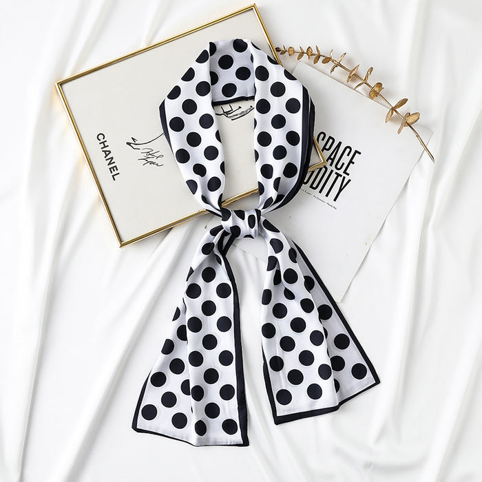 Jewelry WholesaleWholesale long polka dot printing bag straps hairband long silk scarf MOQ≥2 JDC-SS-SYue006 Silk Scarf 丝悦 %variant_option1% %variant_option2% %variant_option3%  Factory Price JoyasDeChina Joyas De China