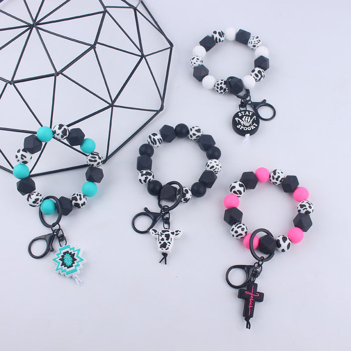 Wholesale  Silicone Beaded Wristlet Keychain JDC-KC-GuangTian015