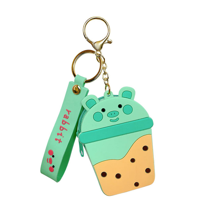 Wholesale Keychains Silicone Alloy Cartoon Cute Bubble Tea JDC-KC-JXi014