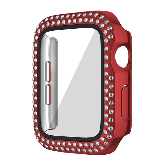 Wholesale Watch Case PC Double Row Flash Diamond Belt Film iWatch Protective Cases MOQ≥2 JDC-WD-KuYue001