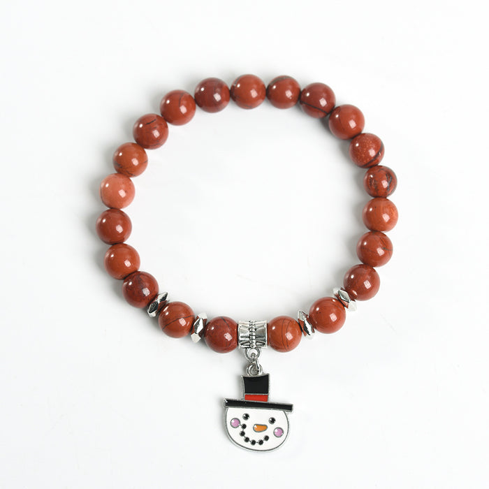 Wholesale Bracelet Crystal Color Christmas Cute Snowman Pendant Beaded JDC-BT-ZhiSF005