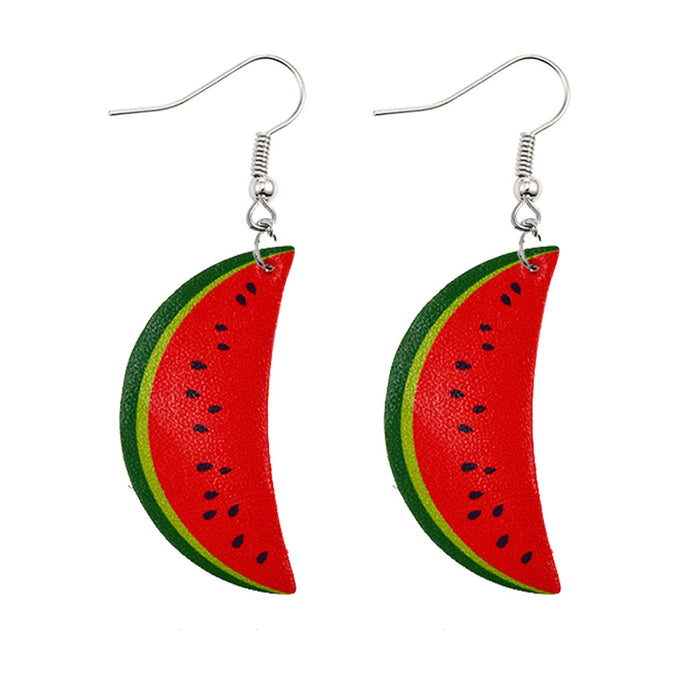 Jewelry WholesaleWholesale Hawaiian Fruit Pineapple Watermelon Lemon Cherry PU Leather Earrings MOQ≥2 JDC-ES-Chengy015 Earrings Chengy %variant_option1% %variant_option2% %variant_option3%  Factory Price JoyasDeChina Joyas De China