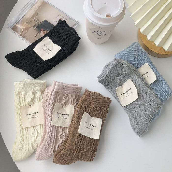 Wholesale Socks Wool Twist Solid Color Pile Socks MOQ≥5 JDC-SK-JiaF004