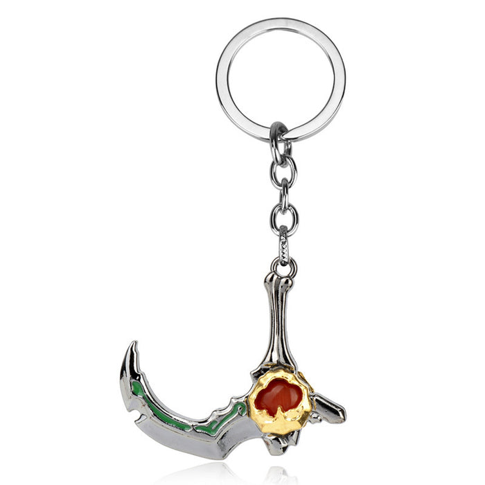 Wholesale Keychains For Backpacks Dota Butcher Hook Logo Alloy Keychain Scythe Weapon Model JDC-KC-AWen018