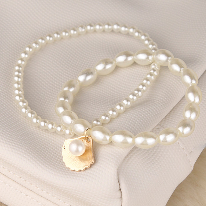 Jewelry WholesaleWholesale Retro Simple Shell Imitation Pearl Set Anklet JDC-AS-Ly013 Anklets 乐钰 %variant_option1% %variant_option2% %variant_option3%  Factory Price JoyasDeChina Joyas De China