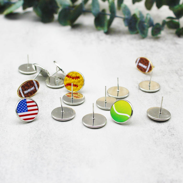 Wholesale Earrings Leather Round Sports Wind Balls MOQ≥2 JDC-ES-TianPi022