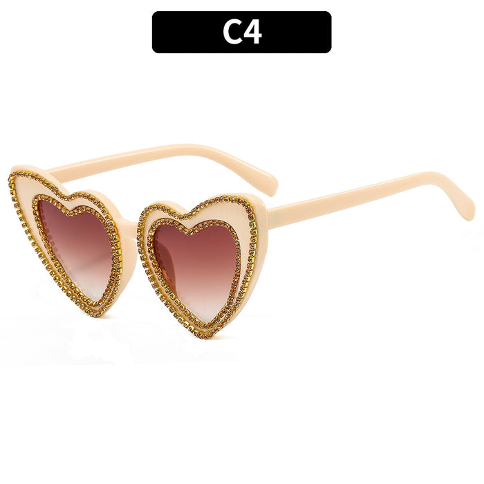 Wholesale love diamond sunglasses peach heart cute JDC-SG-XIa028