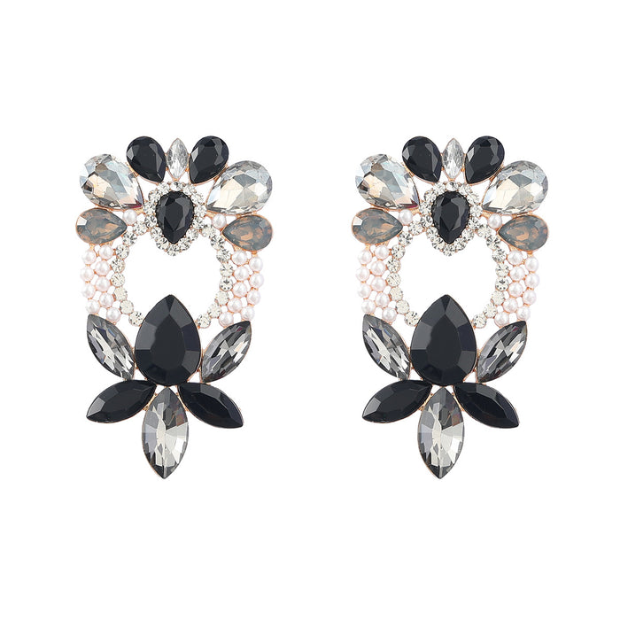 Wholesale Alloy Diamond Set Pearl Floral Earrings JDC-ES-JL992