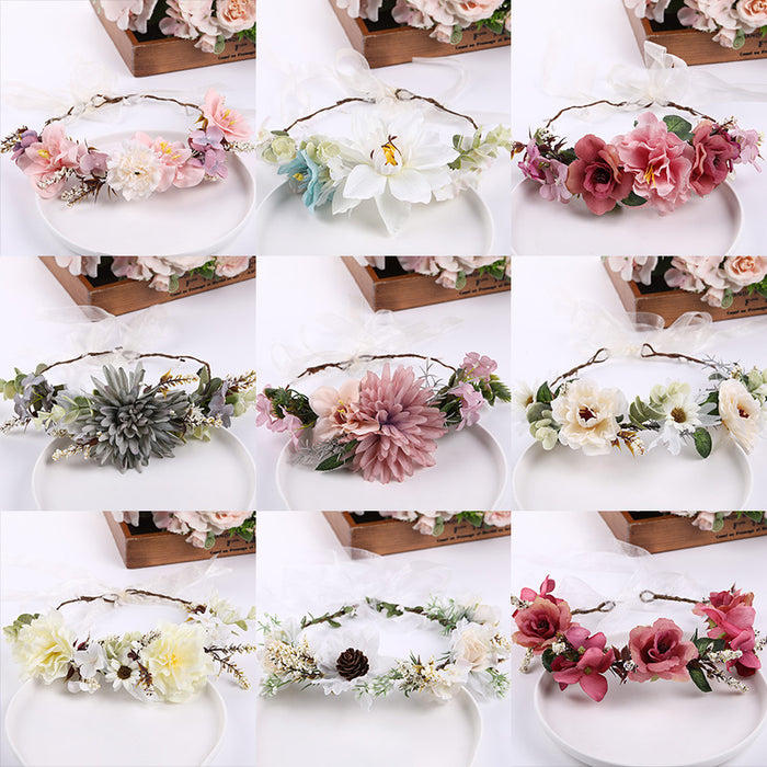 Wholesale Headband Fabric Plastic Bride Simulation Garland Dress Accessories MOQ≥2 JDC-HD-XINY004