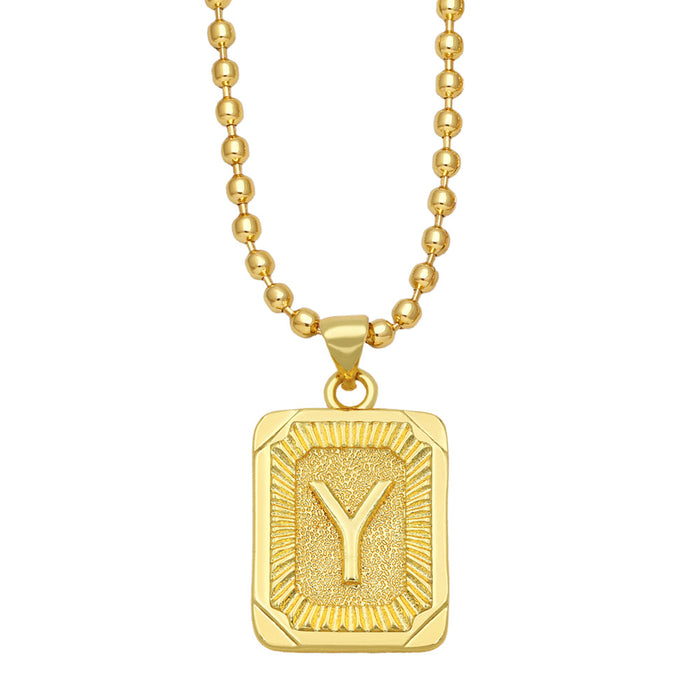 Wholesale Fashion Versatile 26 English Alphabet Necklaces Plated 18K Gold Square Letters JDC-NE-AS586