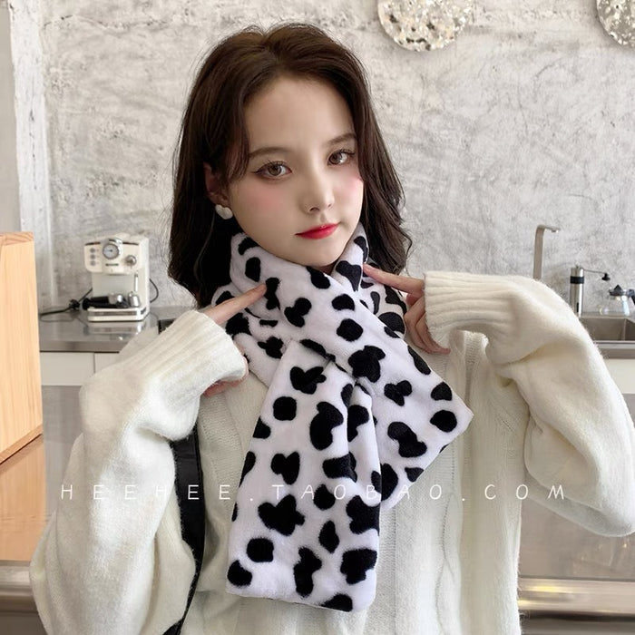 Wholesale Scarf Plush Winter Thickened Warm Cow Spotted JDC-SF-Liangm001