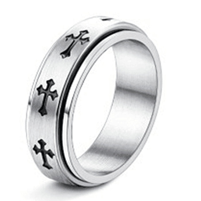 Jewelry WholesaleWholesale Anti-Anxiety Universal Wheel Titanium Steel Rotating Cross Turtle Ring JDC-RS-DingC003 Rings 顶潮 %variant_option1% %variant_option2% %variant_option3%  Factory Price JoyasDeChina Joyas De China