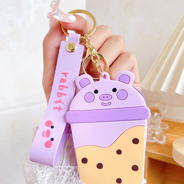 Wholesale Keychains Silicone Alloy Cartoon Cute Bubble Tea JDC-KC-JXi014