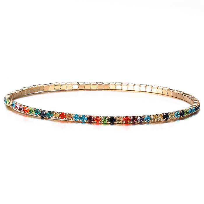 Wholesale Inlaid Multicolor Rhinestone Stretch Bracelet For Women JDC-BT-F929