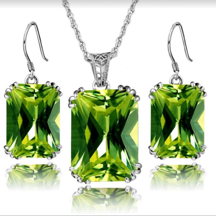 Wholesale Earring Necklace Set Vintage Clavicle Chain Crystal Pendant JDC-ES-JYS008