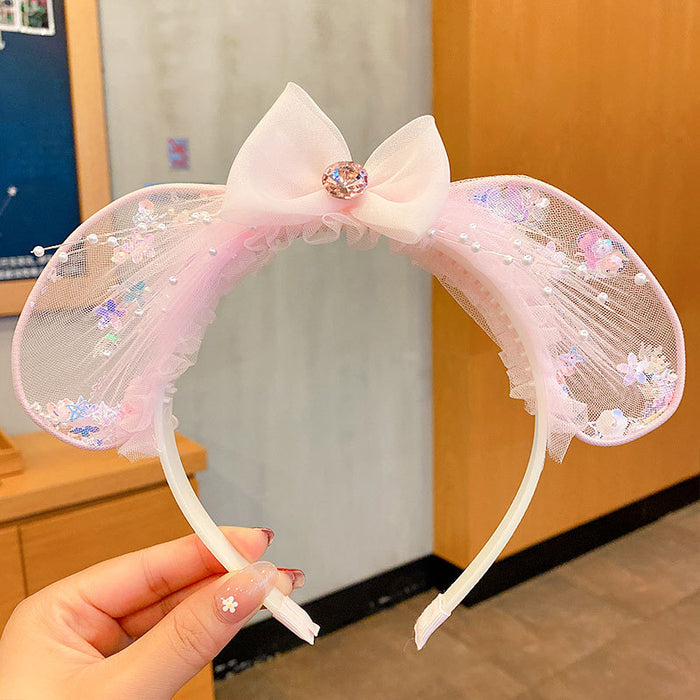 Jewelry WholesaleWholesale Children's Mesh Rabbit Ear Headbands JDC-HD-DingS001 Headband 鼎硕 %variant_option1% %variant_option2% %variant_option3%  Factory Price JoyasDeChina Joyas De China