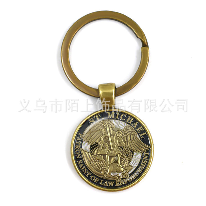 Wholesale St.Michael Russian Orthodox Time Gemstone Zinc Alloy Keychain JDC-KC-MoS001