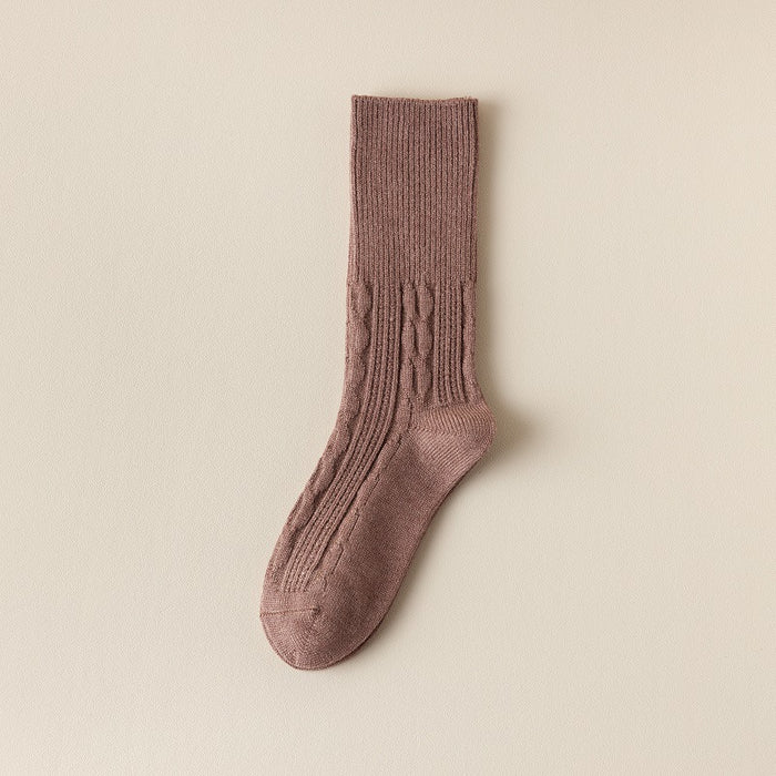 Wholesale Socks Wool Mid-Cylinder Warm Thick Solid Color Pile Socks JDC-SK-ChangShen007