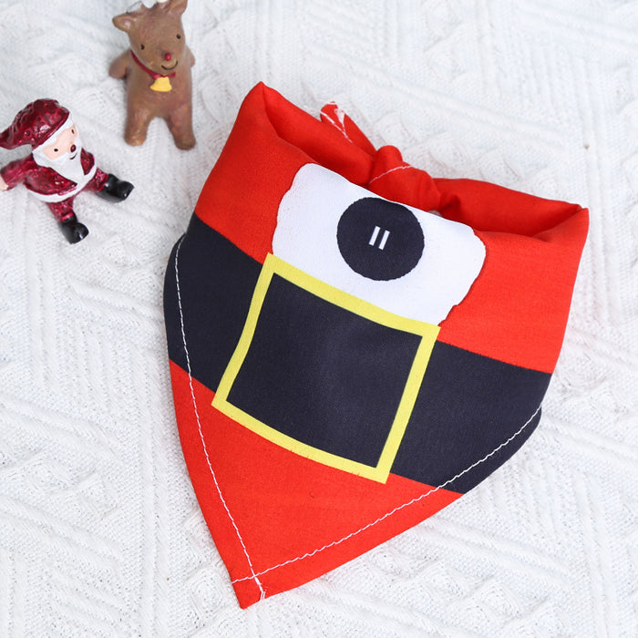 Wholesale Pet Christmas Cotton Print Dress Up Triangle Scarf JDC-PC-Qimiao001