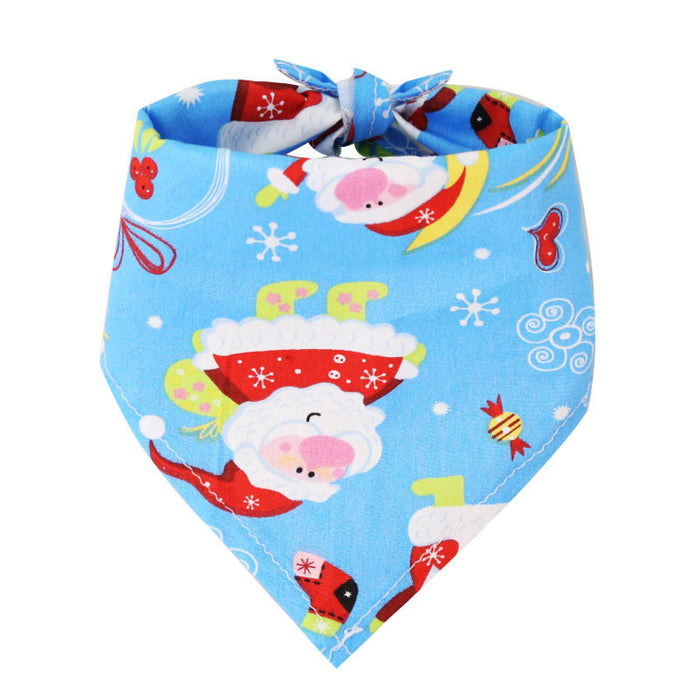 Wholesale Pet Christmas Cotton Print Dress Up Triangle Scarf JDC-PC-Qimiao001