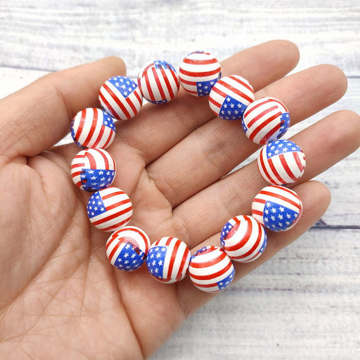 Wholesale 4th of July Independence Day Wooden Beads Bracelet Beaded JDC-BT-KDL001