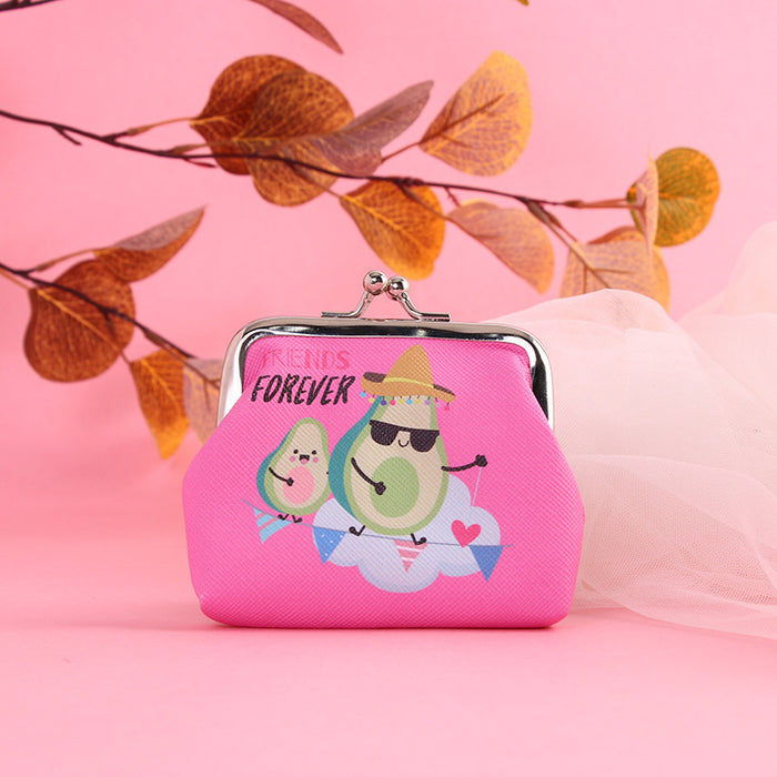 Wholesale Wallet PU Cute Avocado Children's Iron Buckle Coin Purse MOQ≥3 JDC-WT-Hongqiong005