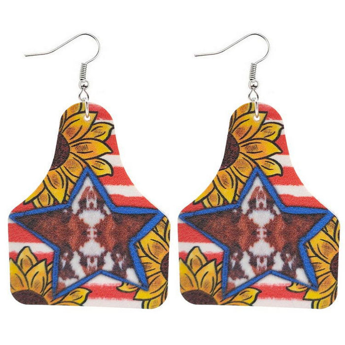 Wholesale 4th of July Independence Day Earrings PU Leather Earrings JDC-ES-KDL003