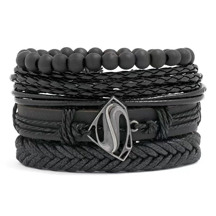 Wholesale Four Piece Card Braided Bracelet Leather Bracelet Multilayer Set MOQ≥3 JDC-BT-BaB009