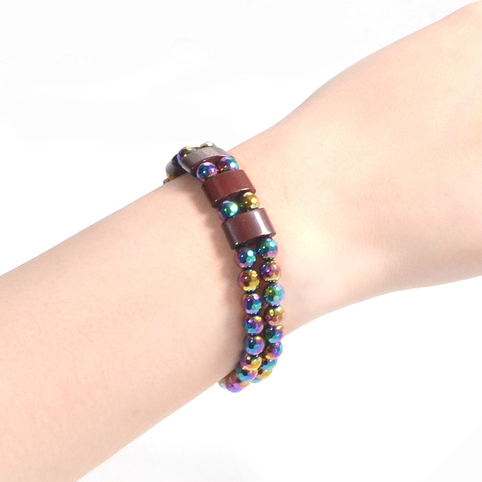 Wholesale Fashion Double Row Colorful Section Black Gallstone Bracelet JDC-BT-LonR001