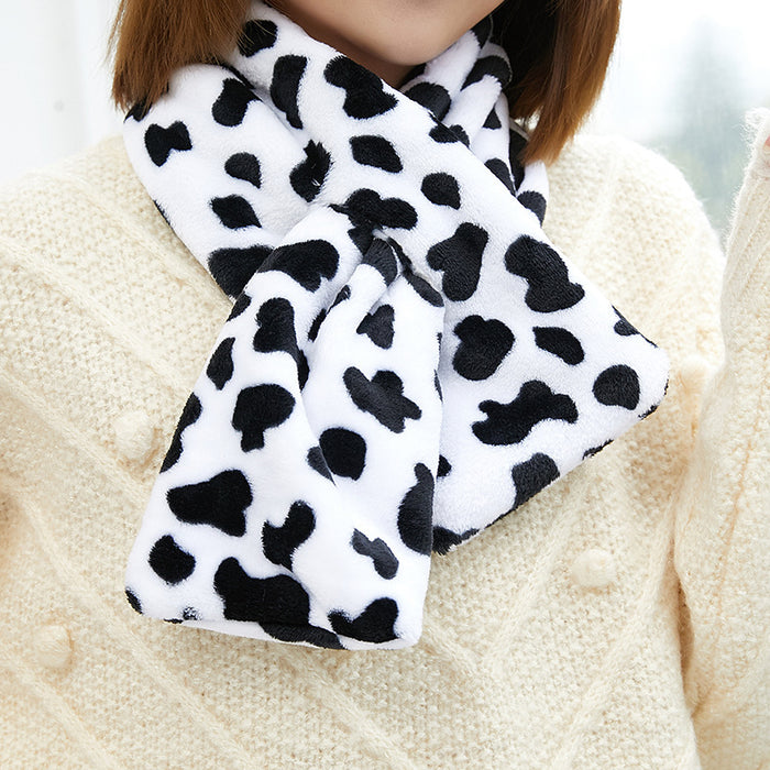 Wholesale Scarf Plush Winter Thickened Warm Cow Spotted JDC-SF-Liangm001