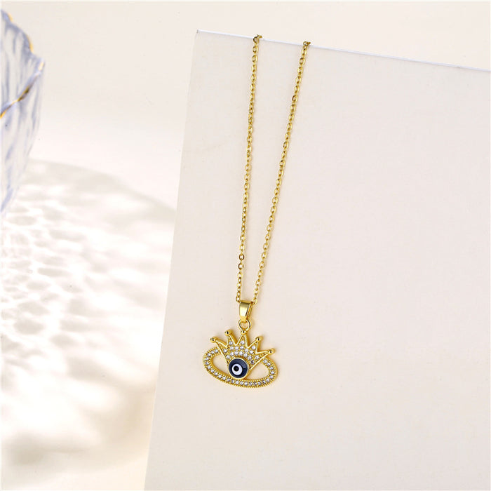 Wholesale Necklace Stainless Steel Diamond Zircon Devil Eye JDC-NE-QR002