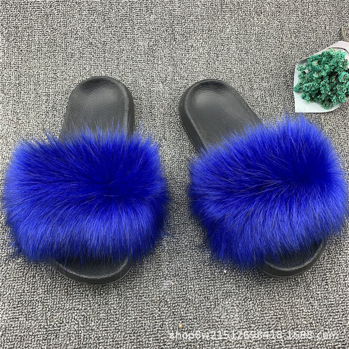 Wholesale imitation fox fur sandals outside wear beach plush sandals JDC-SP-XYu004