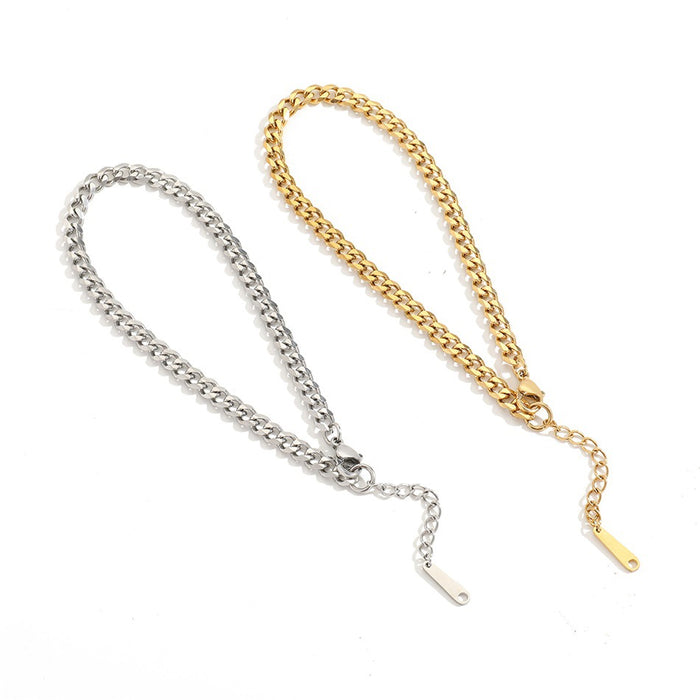 Jewelry WholesaleWholesale Stainless Steel Gold Plated Cuban Chain Anklet JDC-AS-JJ001 Anklet 聚杰 %variant_option1% %variant_option2% %variant_option3%  Factory Price JoyasDeChina Joyas De China