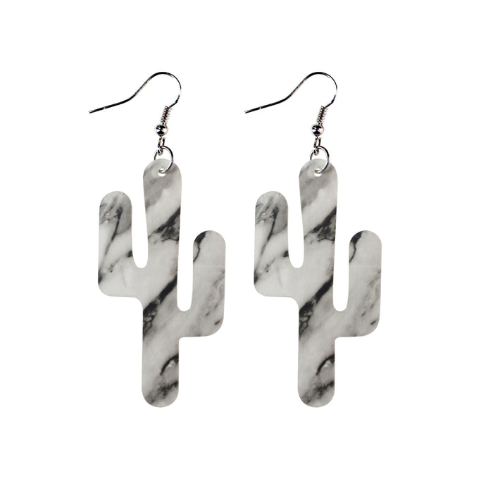 Wholesale Leather Earrings Southwest Popular Cactus Marble JDC-ES-dih005