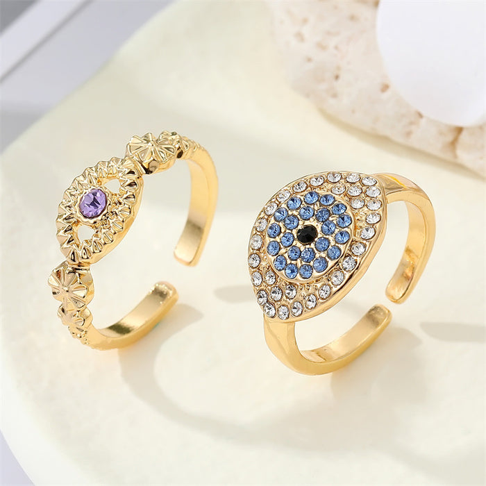 Jewelry WholesaleWholesale Full Diamond Metal Devil's Eye Adjustable Ring MOQ≥3 JDC-RS-Juej004 Rings 觉际 %variant_option1% %variant_option2% %variant_option3%  Factory Price JoyasDeChina Joyas De China