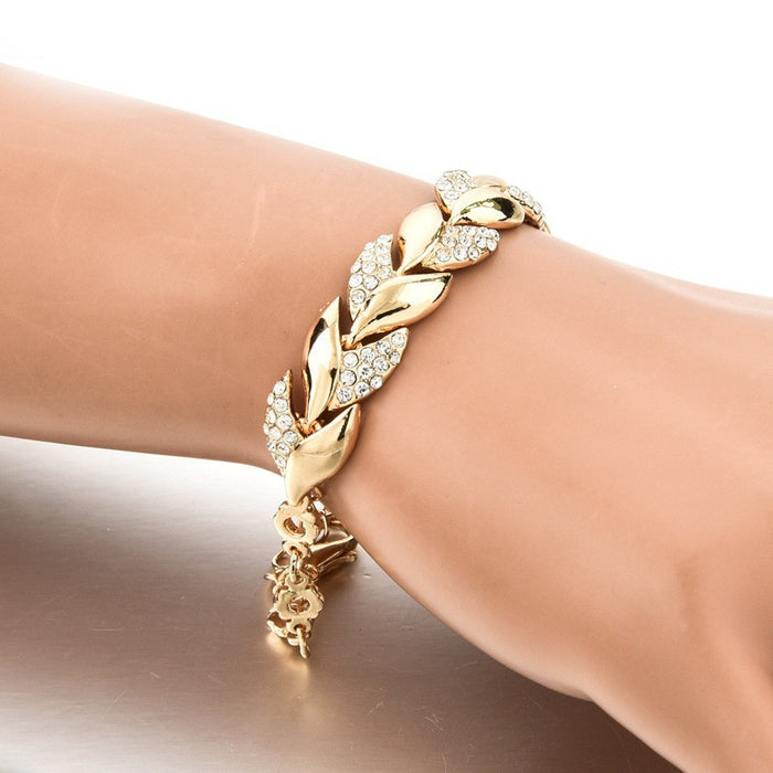 Wholesale Leaf Alloy Diamond Bracelet JDC-BT-LongR001